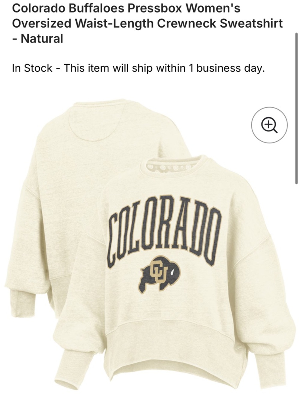 NWT Colorado Crewneck Sweatshirt - Cream with Black & Gold Logo